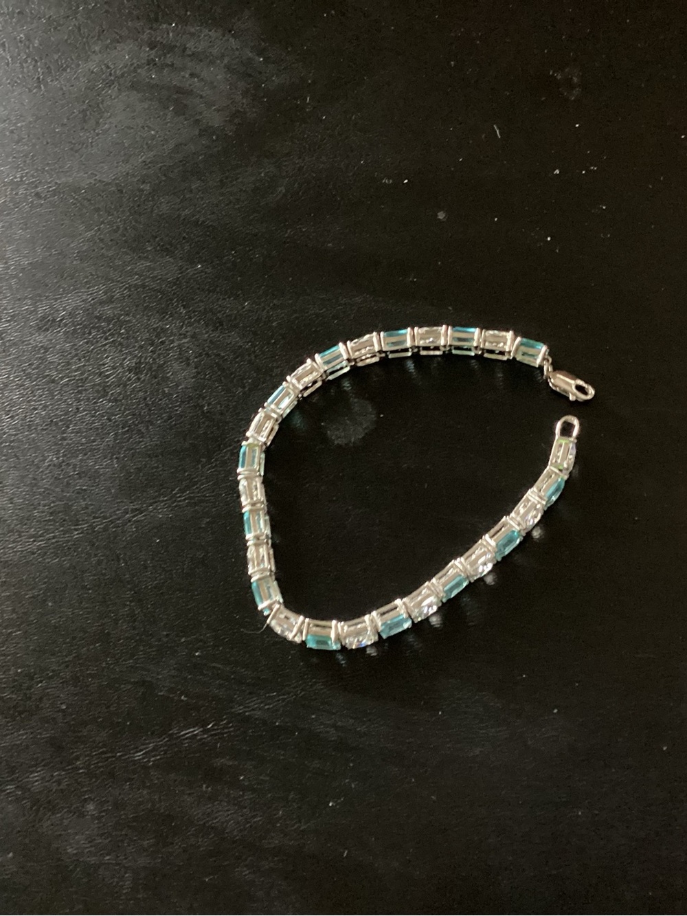 Sterling Silver Blue Crystal Tennis Bracelet